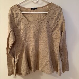 Ambiance Lace Long Sleeve Blouse - Beige